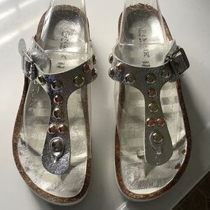 cafenoir MADE IN ITALY SILVER METALLIC GENUINE LEATHER WOMAN SAND…